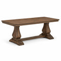 Table rectangulaire en bois brun avec piètement sculpté, 220 × 100 × 78 cm