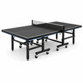 Table de tennis de table pliable mobile, noire, bleue et blanche, 274 × 152,5 × 76 cm