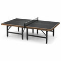 Table de ping-pong noire et marron 274 × 152,5 × 76 cm avec filet et pieds réglables