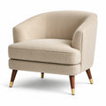 Fauteuil contemporain en velours côtelé beige avec pieds en bois, 86 × 82 × 78 cm
